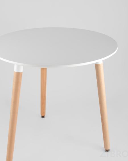 Eames DST, диаметр стола 80 см, 3 стула Frankfurt белые