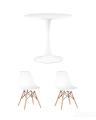 Tulip, стол 80 см, 2 стула Eames DSW белые