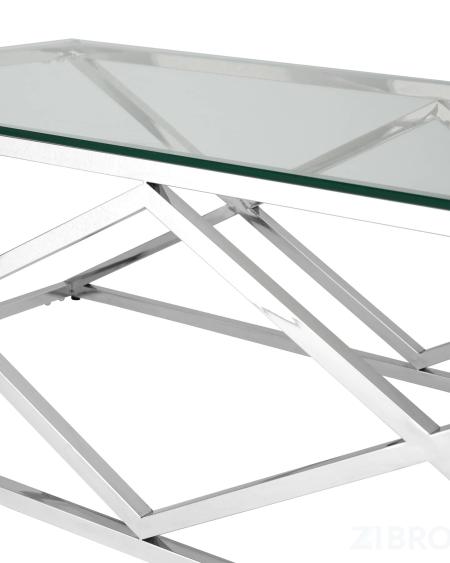 Журнальный стол 120*60 ИНСИГНИЯ серебро, каркас нержавеющая сталь