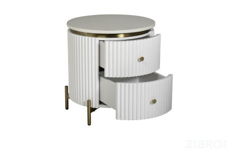 77IP-GD009-TUMB Тумбочка белая 2 ящика мраморная столешница d51*55см