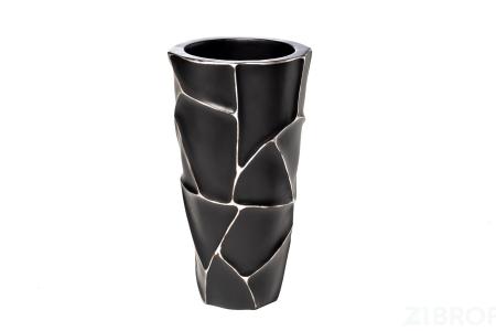 ZSC872-19BL  Кашпо d26*48см черное с серебром