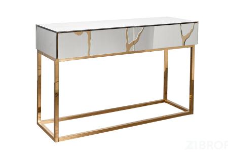 KFG197 Консоль зеркальная c золотым декором 120*42*79см