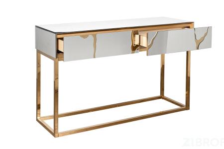 KFG197 Консоль зеркальная c золотым декором 120*42*79см