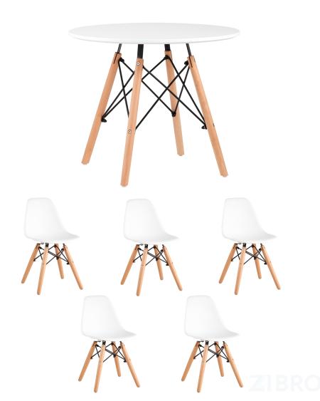 Комплект мебели детский Eames стол детский белый, 5 стульев белые