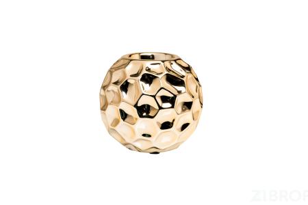 18H2147-GL Подсвечник керамический круглый золото d10*9см