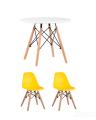 Комплект мебели детский стол Eames белый, 2 желтых стульчика