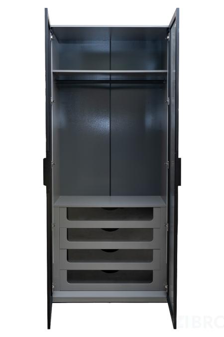 GD-10012-6 Шкаф Alto двухд c выдвиж ящик, цвет серый Кобальт, дверцы стекло(рифленое) 100*57*228.5см