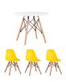 Комплект мебели детский стол Eames белый, 3 стульчика желтые