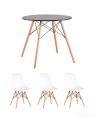 Eames D80 черный, 3 стула Eames DSW белые