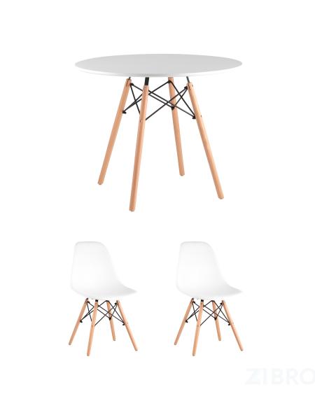 Eames D90, 2 стула Eames DSW белые