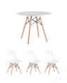 Eames D90, 3 стула Eames DSW белые