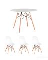 Eames D100, 3 стула Eames DSW белый