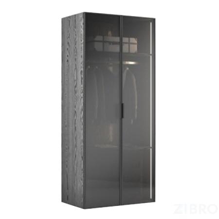 140SA-133BL-ST Шкаф двухдверный с выдвижными ящиками цвет черный, дверцы стеклянные