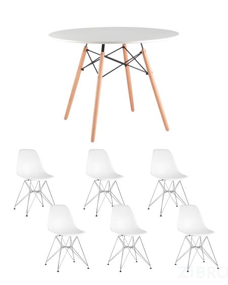 Eames диаметр 100 см, 6 стульев Eames DSR