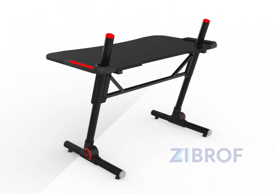 Стол геймерский компьютерный игровой для геймеров TopChairs Storm LED черный