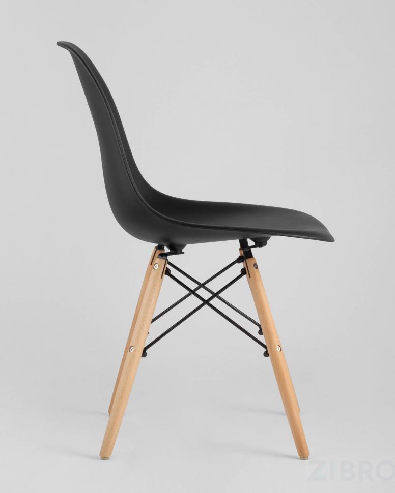 Стул Eames DSW черный пластиковый, сталь, натуральный массив бука, 4 шт.