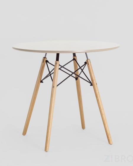 Стол EAMES DSW D80 бежевый, столешница МДФ, ножки массив бука