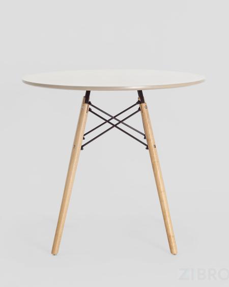 Стол EAMES DSW D80 бежевый, столешница МДФ, ножки массив бука