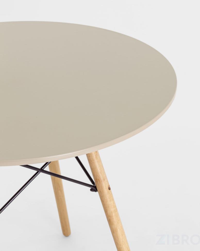 Стол EAMES DSW D80 бежевый, столешница МДФ, ножки массив бука