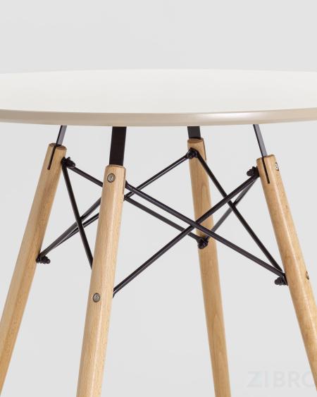 Стол EAMES DSW D80 бежевый, столешница МДФ, ножки массив бука