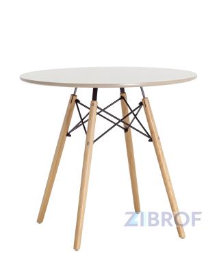 Стол EAMES DSW D80 бежевый, столешница МДФ, ножки массив бука