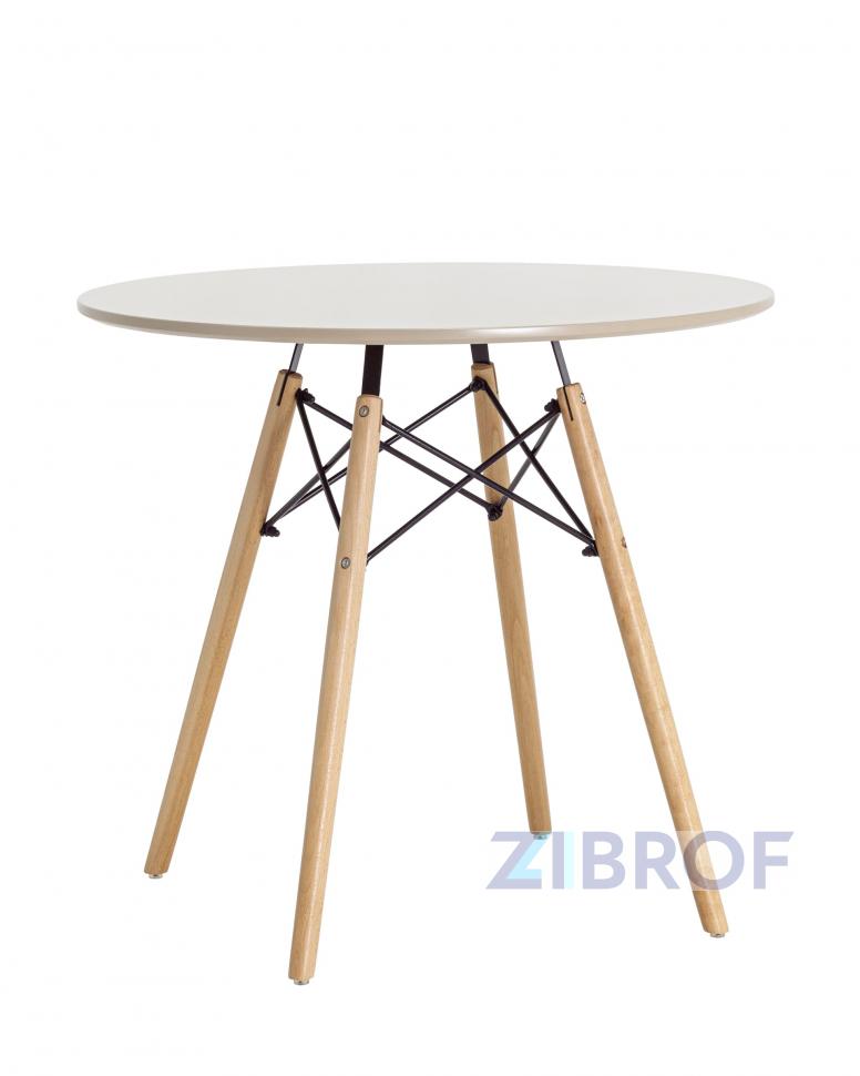 Стол EAMES DSW D80 бежевый, столешница МДФ, ножки массив бука