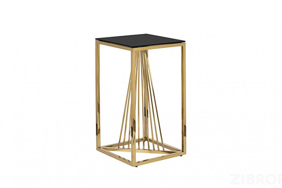 13RXET8082L-GOLD Стол журнальный стекло черн/золото 38*38*70см