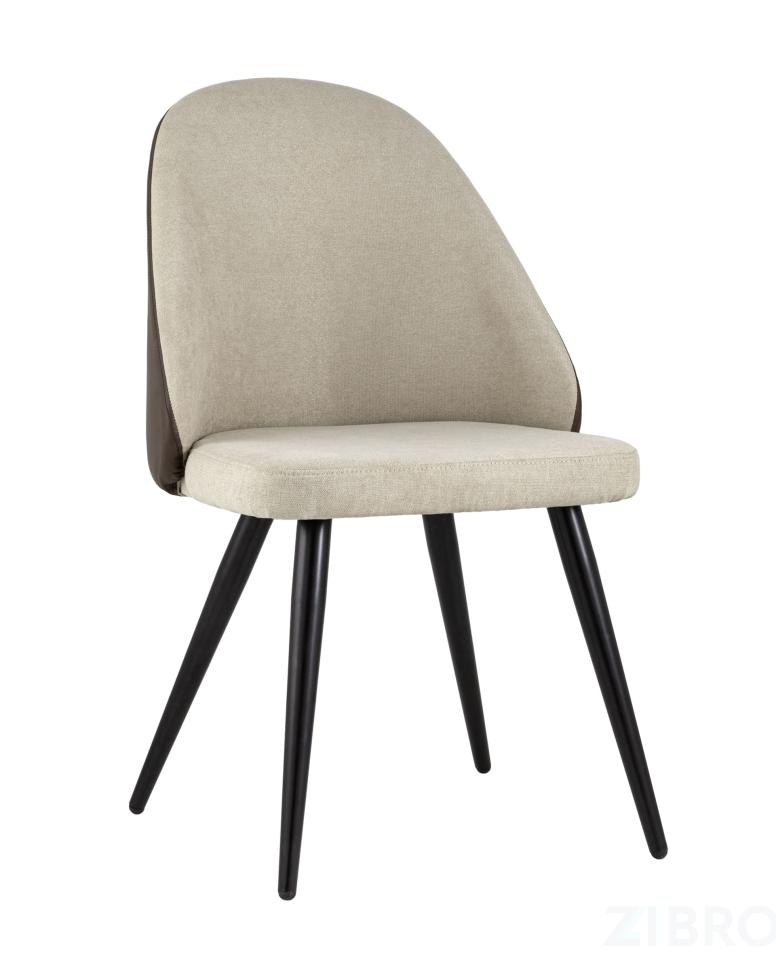 Стул Альдо обивка экокожа коричневый рогожка серый ножки металл