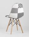 Стул Eames обивка в стиле пэчворк черно-белый, ножки массив бука