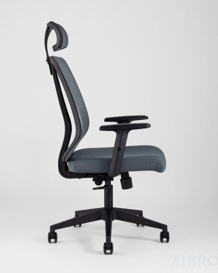 для руководителя TopChairs Post офисное серое обивка сетка ткань крестовина пластик