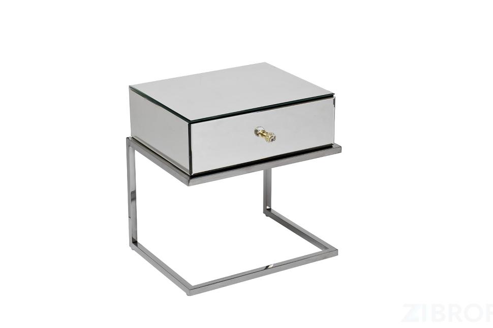 KFG131 Тумба зерк. с ящиком каркас н/ж сталь хром 50*40*50см