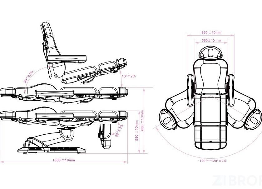 Косметологическая кушетка MK 145 Niko, 4 мотора