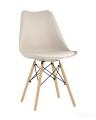 Стул Eames Soft бежевый обеденный сиденье экокожа ножки из массива бука