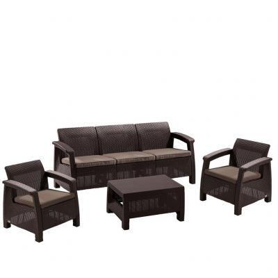 Комплект мебели с диваном Yalta M6172 Brown (имитацией ротанга)