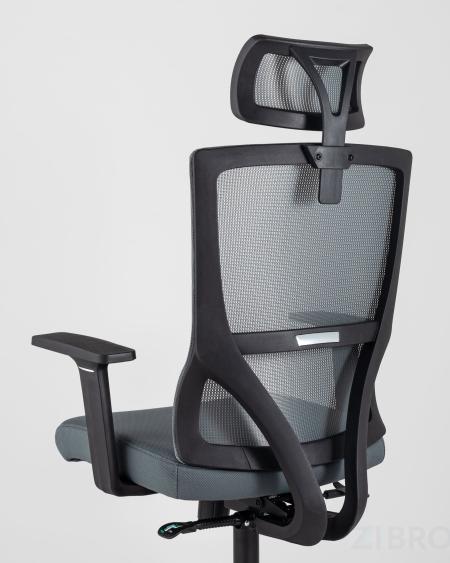 для руководителя TopChairs Local офисное серое обивка сетка ткань крестовина пластик