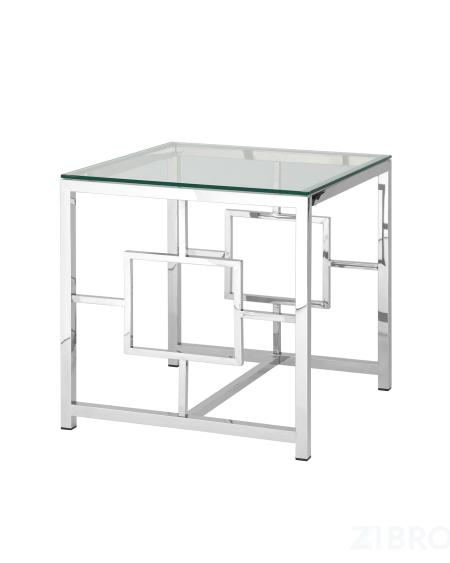 Стол журнальный 55*55 БРУКЛИН серебро, каркас нержавеющая сталь
