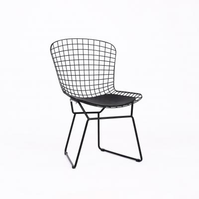Bertoia металлический черный с черной подушкой из экокожи