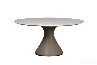 160KD-60090 Стол обеденный, мрамор Volakas, экокожа бежевая d160*75см