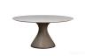 160KD-60090 Стол обеденный, мрамор Volakas, экокожа бежевая d160*75см