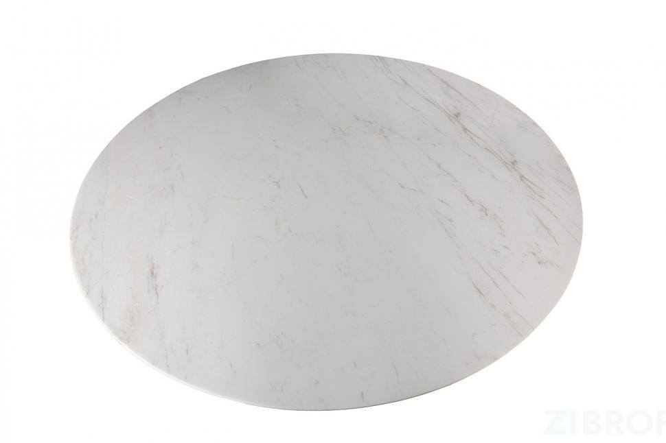 160KD-60090 Стол обеденный, мрамор Volakas, экокожа бежевая d160*75см