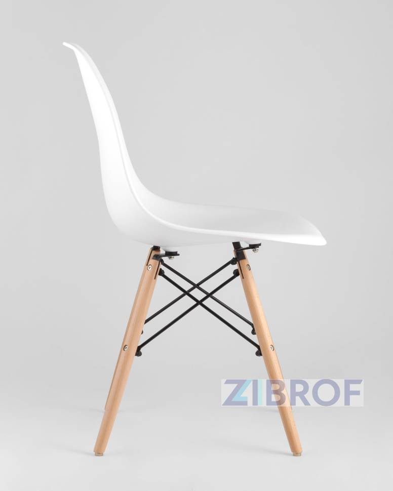 Eames D80 стеклянный, стулья Eames DSW белые