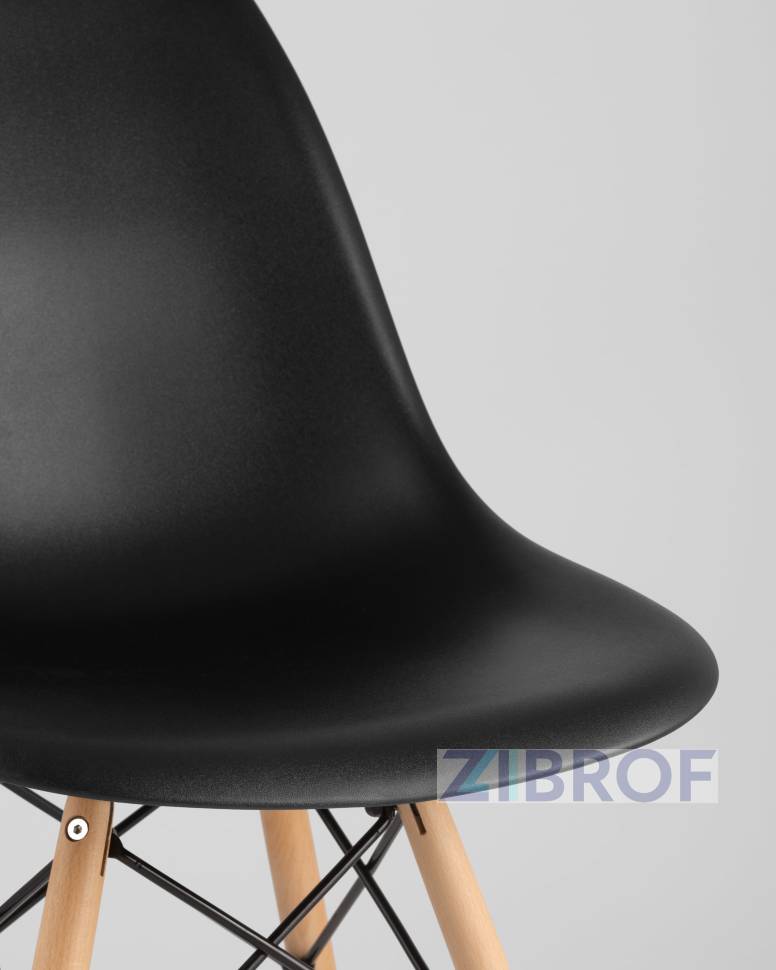 Eames стол черный D80, 2 черных стула