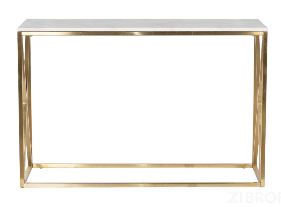 Консоль искусственный белый мрамор Pearl White/матовое золото