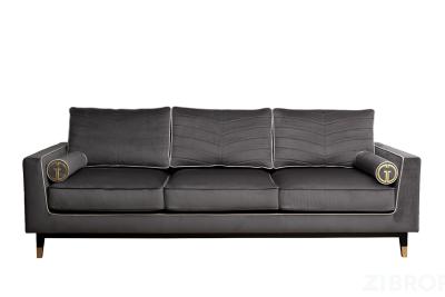 Диван Madrid Memory с кантом трехм. без мех.,велюр серый Colt1003+Colt030