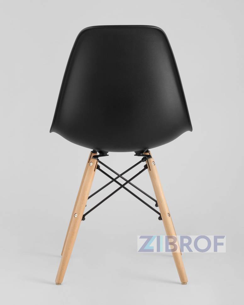 Eames диаметр стола 80 см, столешница стекло, 2 стула Eames черные