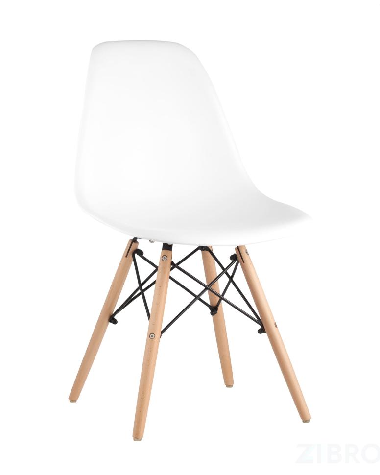 Стул Eames DSW белый пластиковый, ножки массив бука