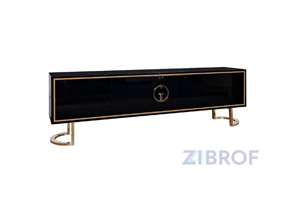 Тумба под телевизор D'Oro Garda Decor черная с золотом