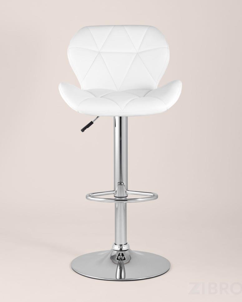 Стул барный Бон белый обивка экокожа на хромированной ножке