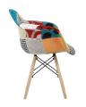 Кресло Eames DSW обивка тканевая в стиле пэчворк, ножки из массива бука
