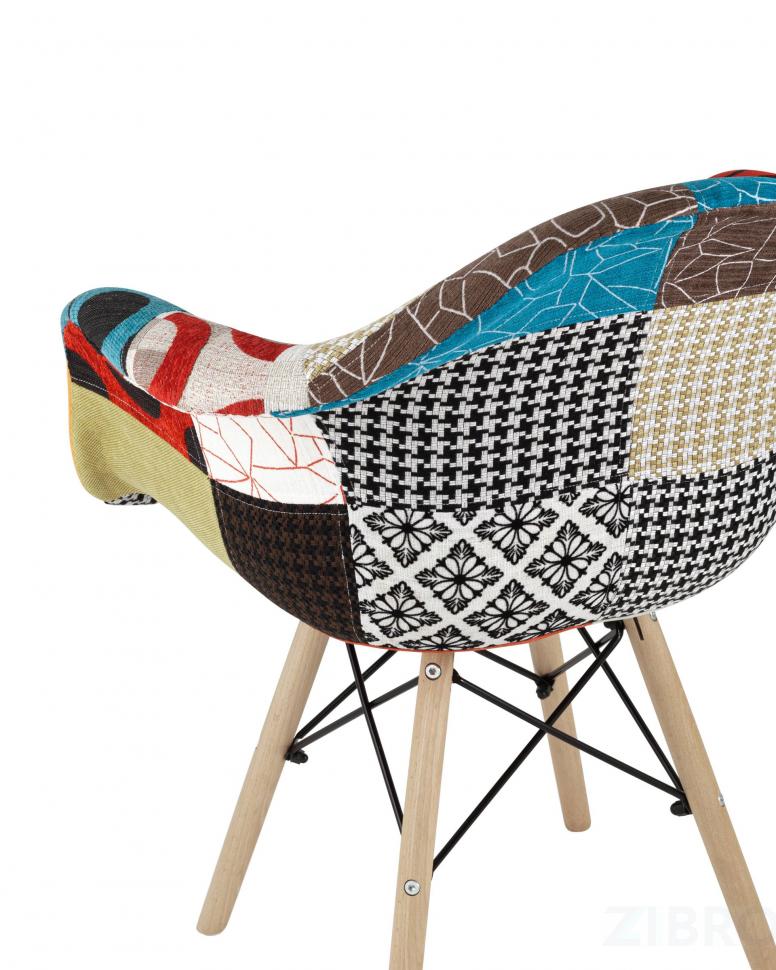 Кресло Eames DSW обивка тканевая в стиле пэчворк, ножки из массива бука